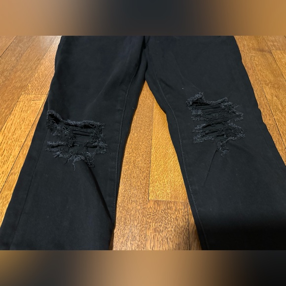 American Eagle Distressed Black High Rise Jeggings Size 14 - Picture 6 of 7